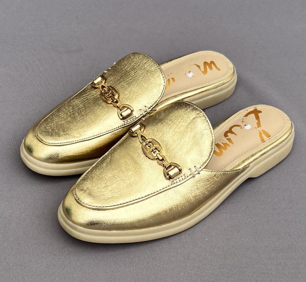 SAM EDELMAN Kira Mule Leather upper Amber Gold Women's Size 6 US